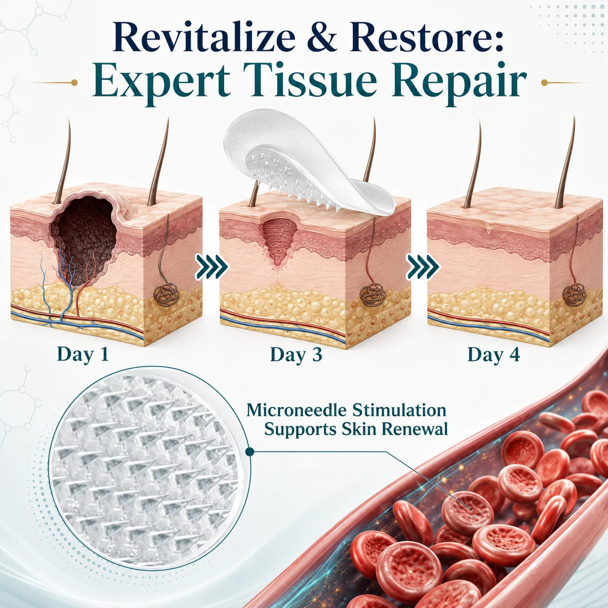 Microneedle tissue renewal illustration