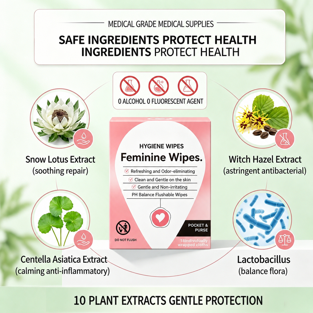 pH-Balanced Feminine Hygiene Wipes – Individually Wrapped for Gentle Cleansing, Odor Removal & Lasting Freshness