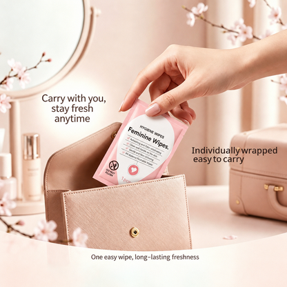 pH-Balanced Feminine Hygiene Wipes – Individually Wrapped for Gentle Cleansing, Odor Removal & Lasting Freshness