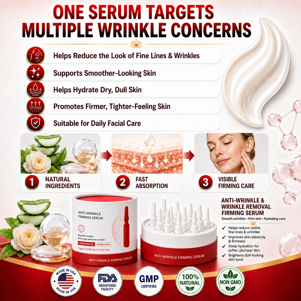 One anti-wrinkle serum targets multiple visible skin concerns