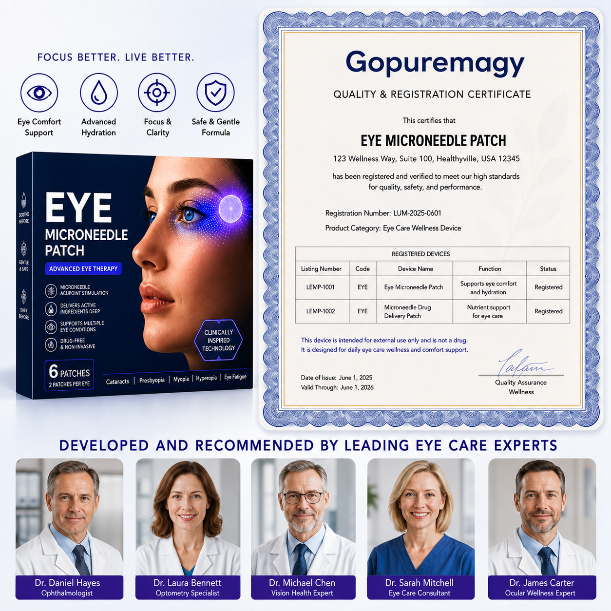 Eye microneedle patch quality and registration